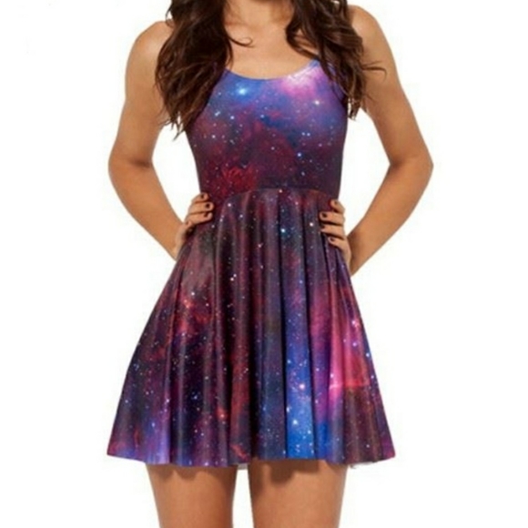 Blackmilk Dresses & Skirts - BLACKMILK CLOTHING Galaxy Skater Dress pink purple